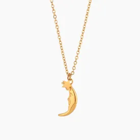 18k Gold Plated Vintage Moon Star Necklace