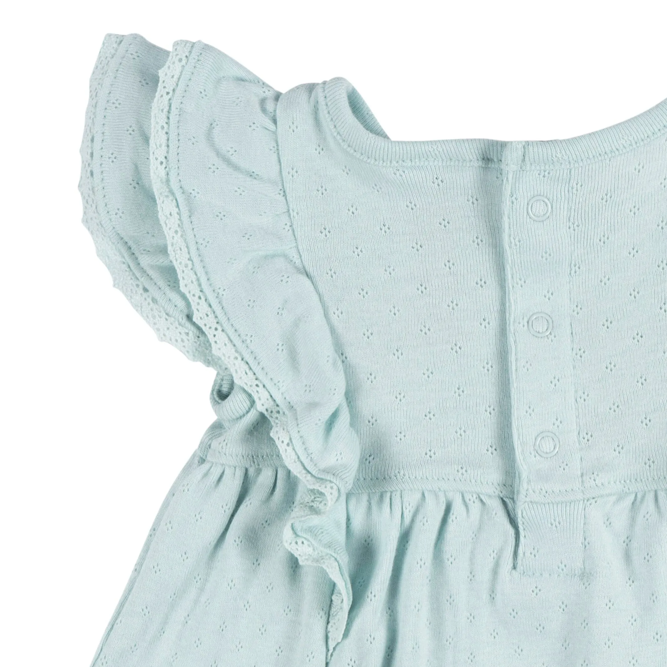 2-Piece Baby Girls Aqua Blue Dress & Diaper Cover Set