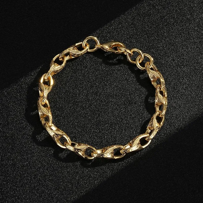 9mm Kids Gold Filled Patterned Tulip Bracelet 6/7 Inches