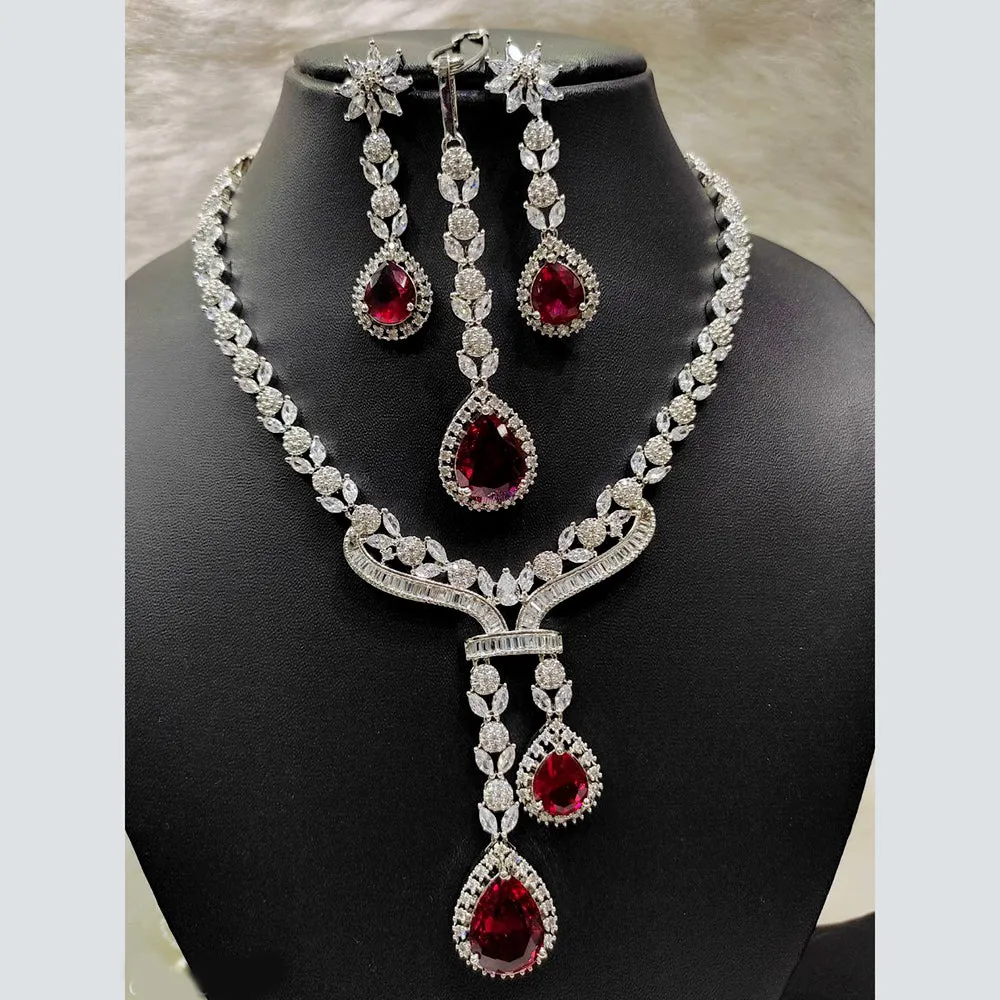 Aamrapali Silver Plated AD Necklace Set