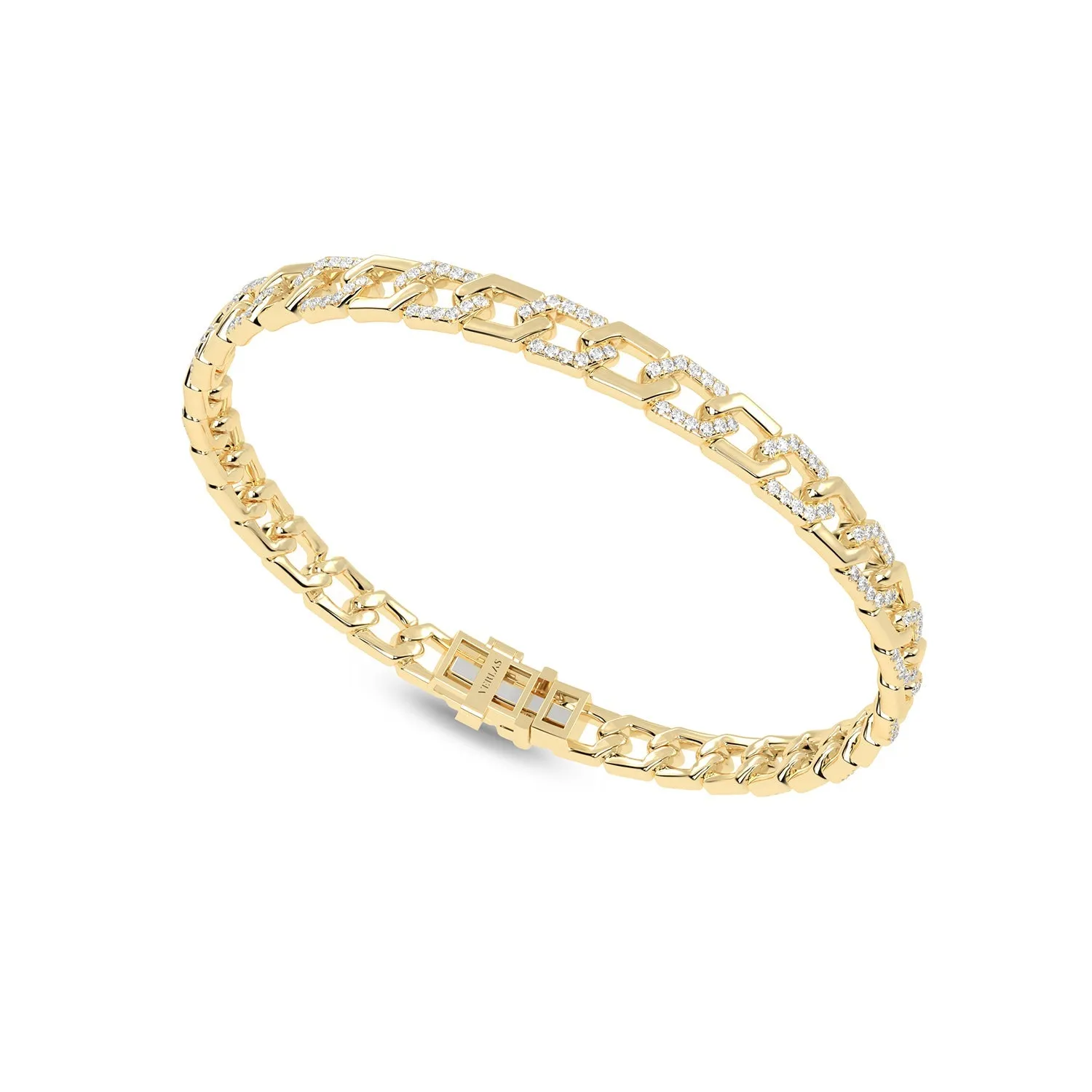 Alternating Diamond Hexagon Link Bracelet