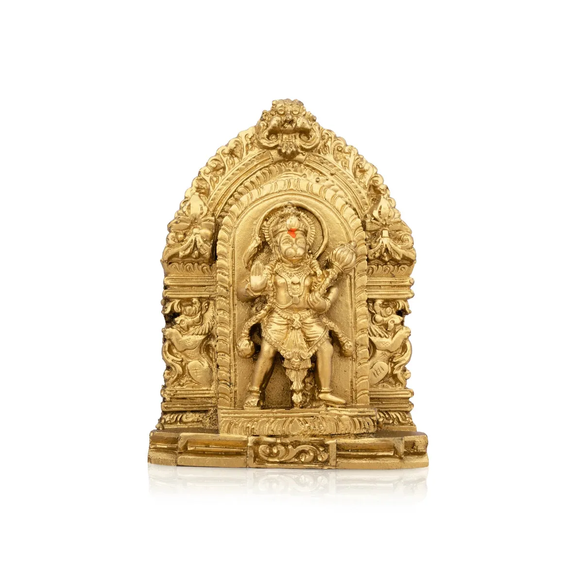 Anjaneya Statue With Arch - 4.5 x 3.25 Inches | Resin Statue/ Gold Polish Hanuman Statue for Pooja/ 218 Gms