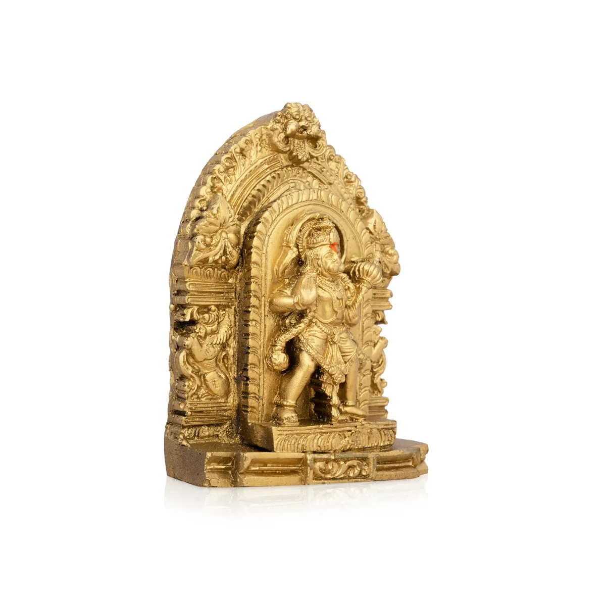 Anjaneya Statue With Arch - 4.5 x 3.25 Inches | Resin Statue/ Gold Polish Hanuman Statue for Pooja/ 218 Gms