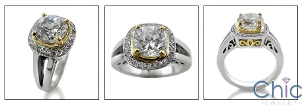 Anniversary 1.25 Round Two Tone Halo Cubic Zirconia Cz Ring