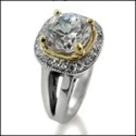 Anniversary 1.25 Round Two Tone Halo Cubic Zirconia Cz Ring