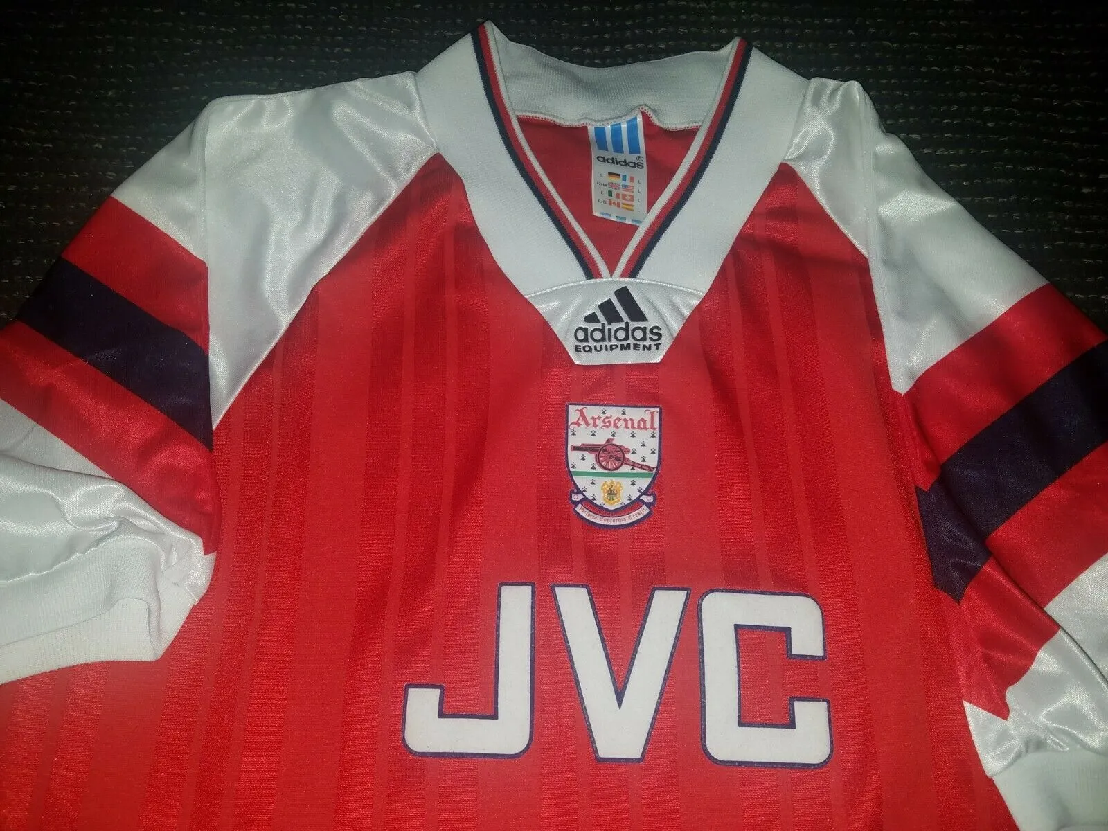 Arsenal Adidas JVC 1992 1993 1994 Jersey Shirt L