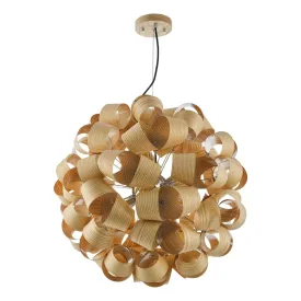 Ayna 6Lt Centre Ceiling Light Real Ash Veneer - Satin Nickel IP20