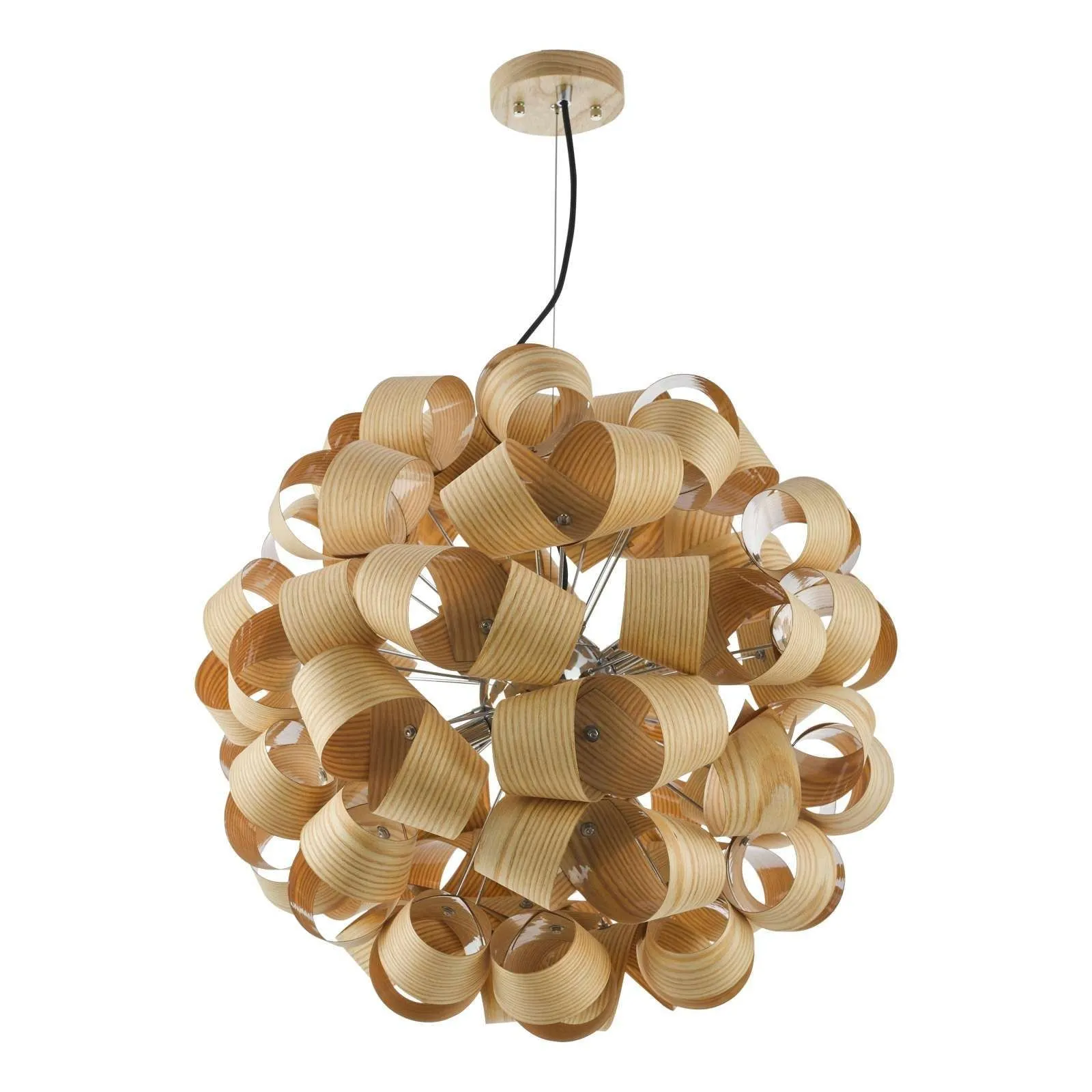 Ayna 6Lt Centre Ceiling Light Real Ash Veneer - Satin Nickel IP20