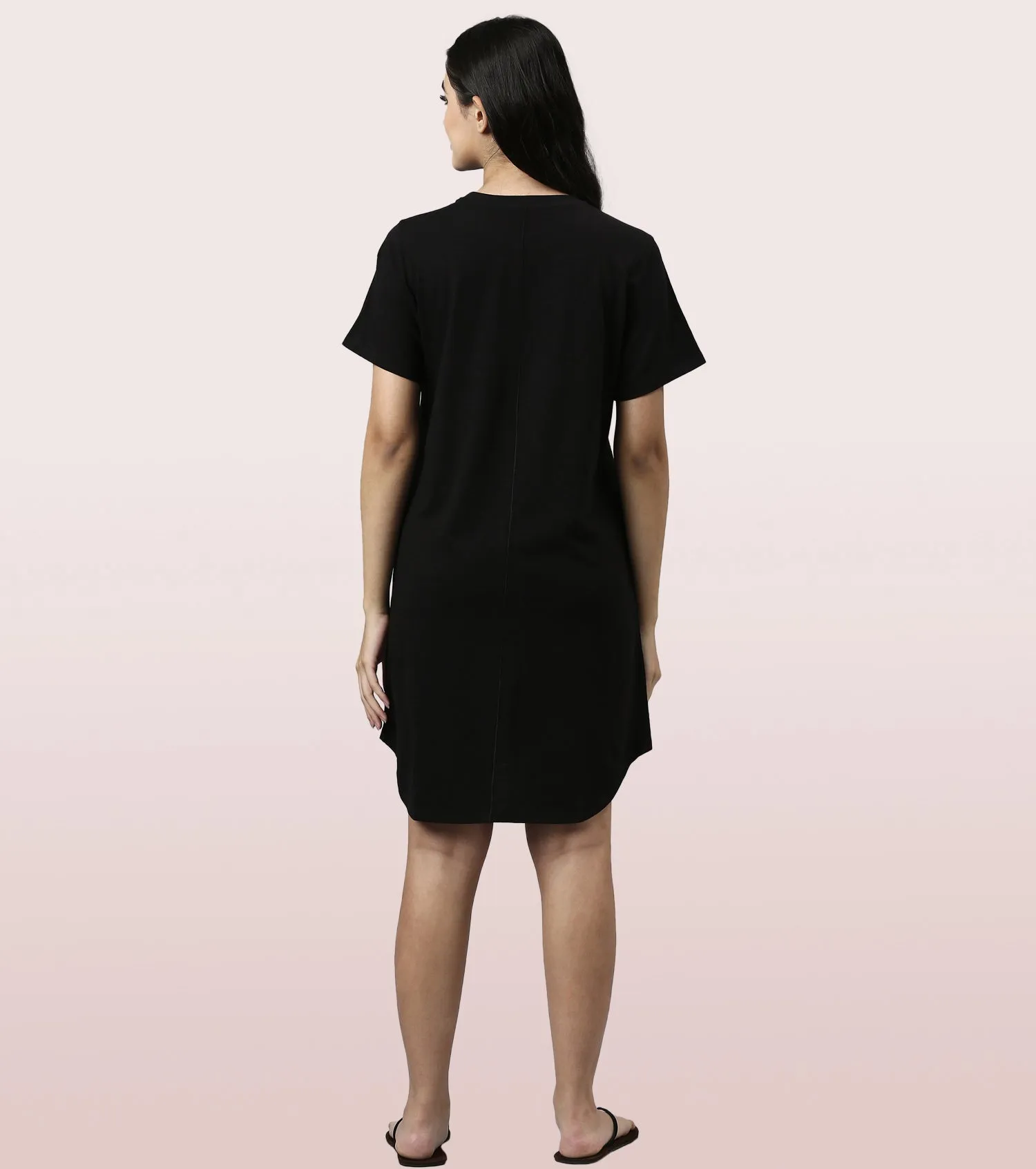 Basic Dress | Cotton Slounge Mini Dress With Chest Graphic