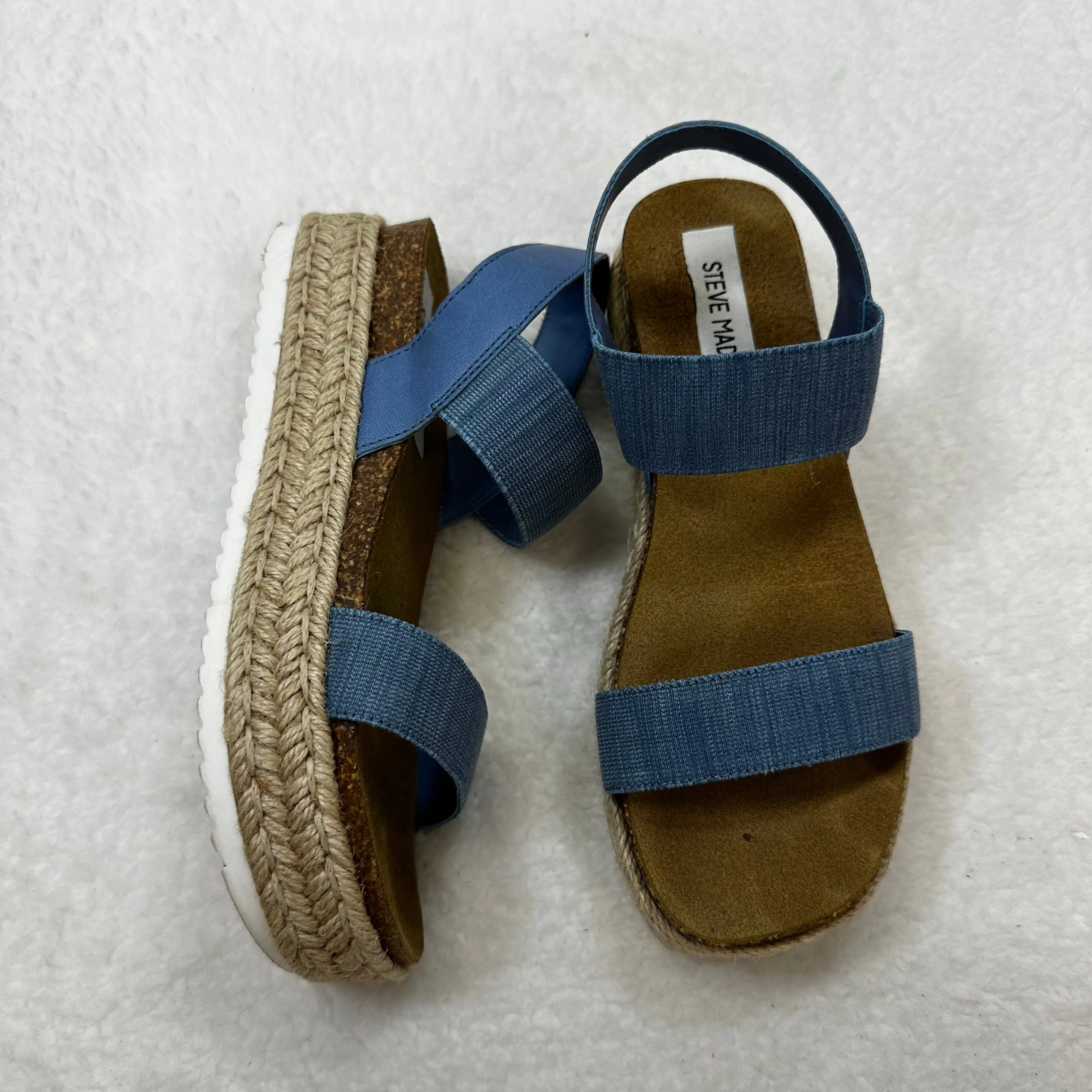 Blue Sandals Heels Wedge Steve Madden, Size 6.5