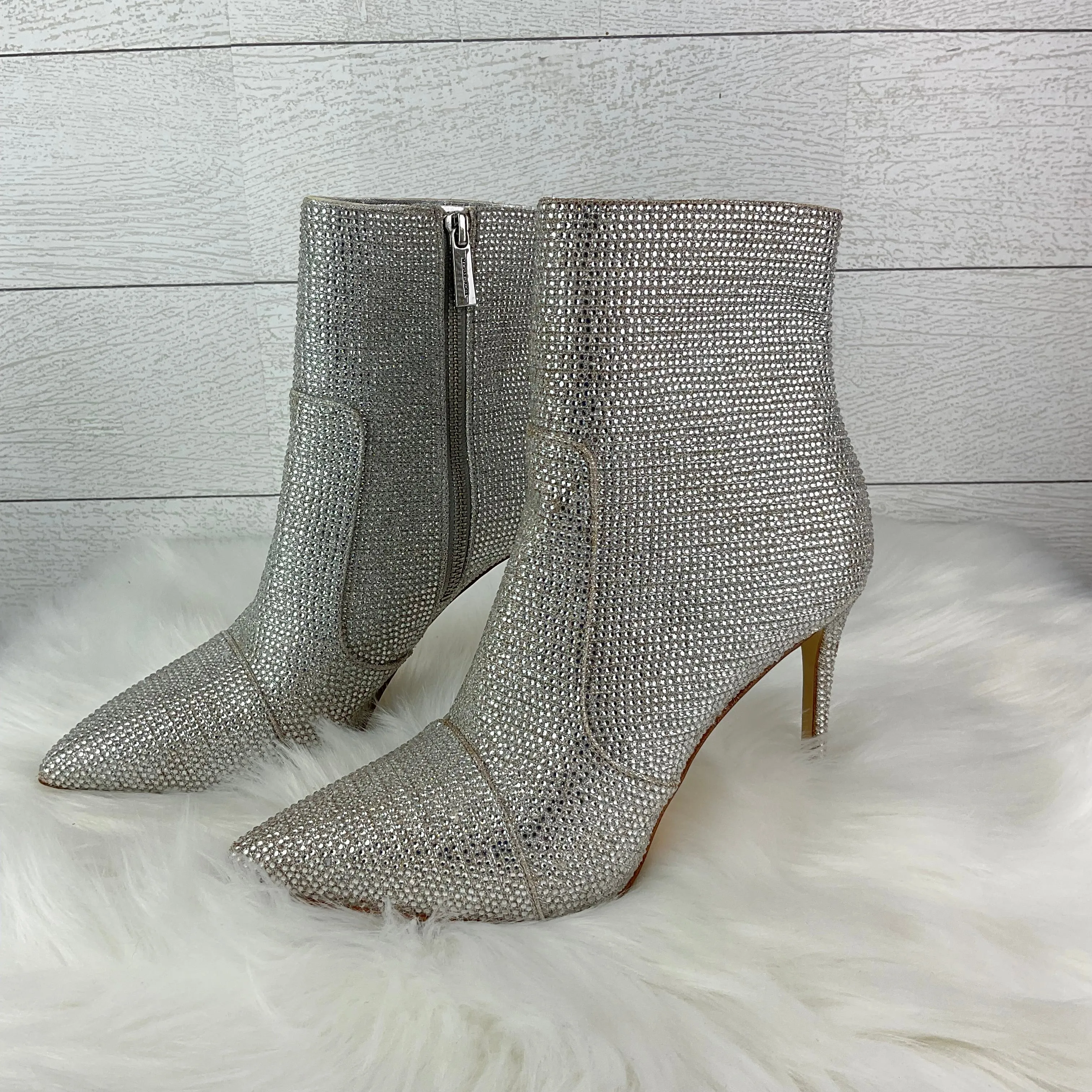 Boots Ankle Heels By Michael Kors In Silver, Size: 7