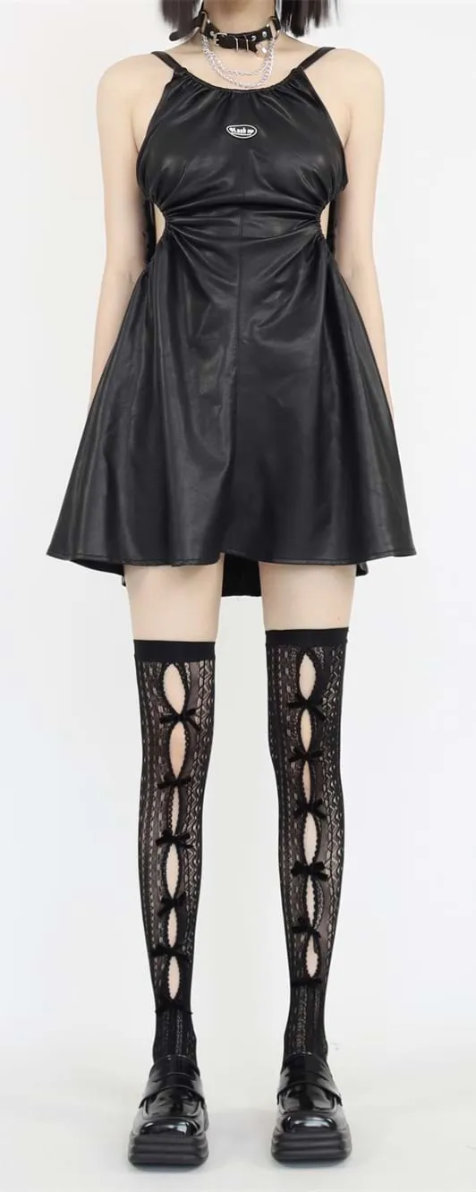 Bow Detail Cut-Out Thigh-High Fishnet Stocking Socks