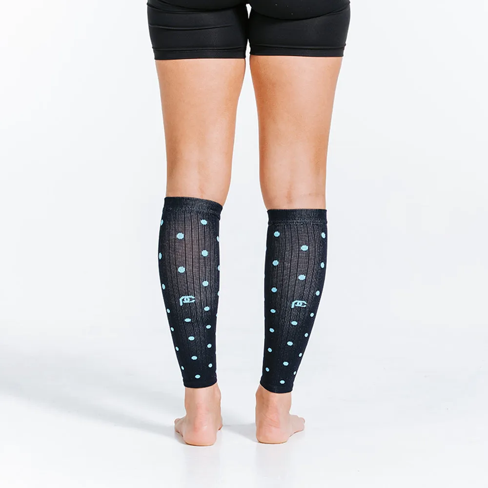 Calf Sleeves, Navy Dots