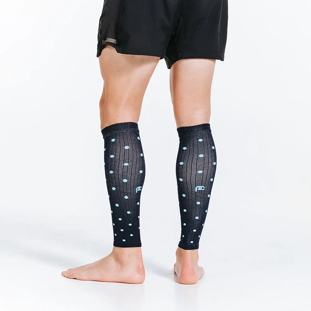 Calf Sleeves, Navy Dots