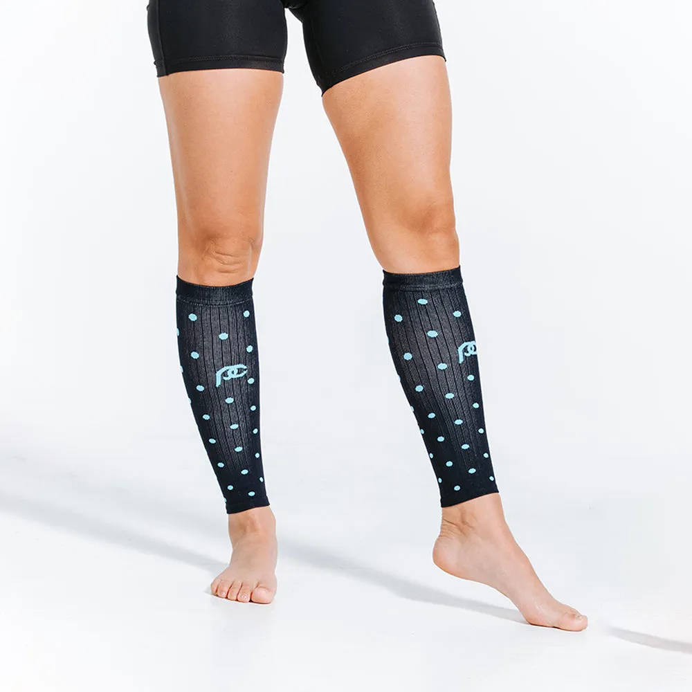 Calf Sleeves, Navy Dots