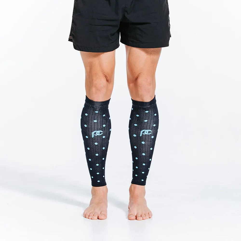 Calf Sleeves, Navy Dots