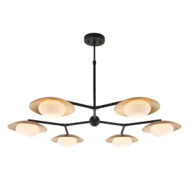 Carlton Xl 6 Light Black & Gold Semi Flush - Opal Glass Shades