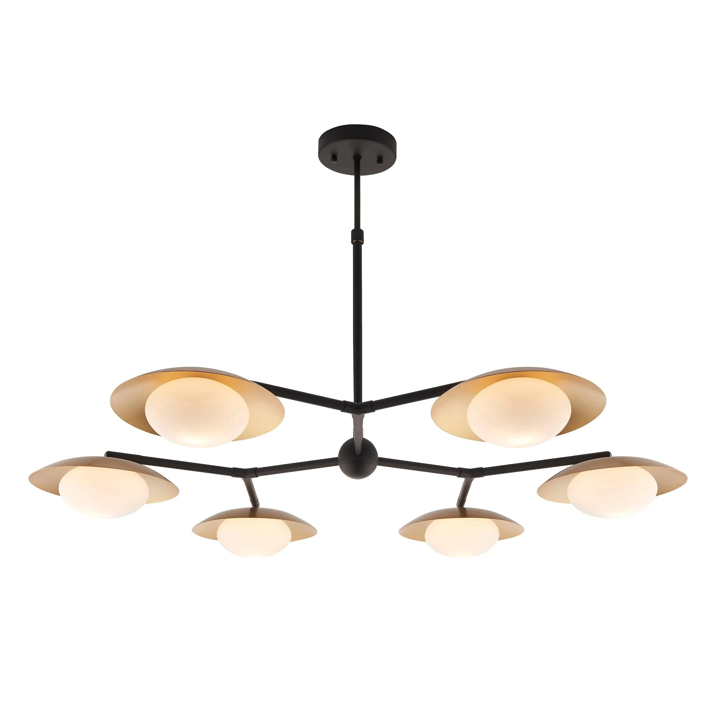 Carlton Xl 6 Light Black & Gold Semi Flush - Opal Glass Shades