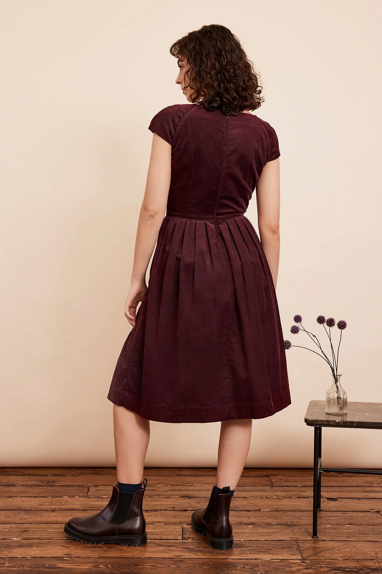 Claudia Needlecord Bordeaux Dress