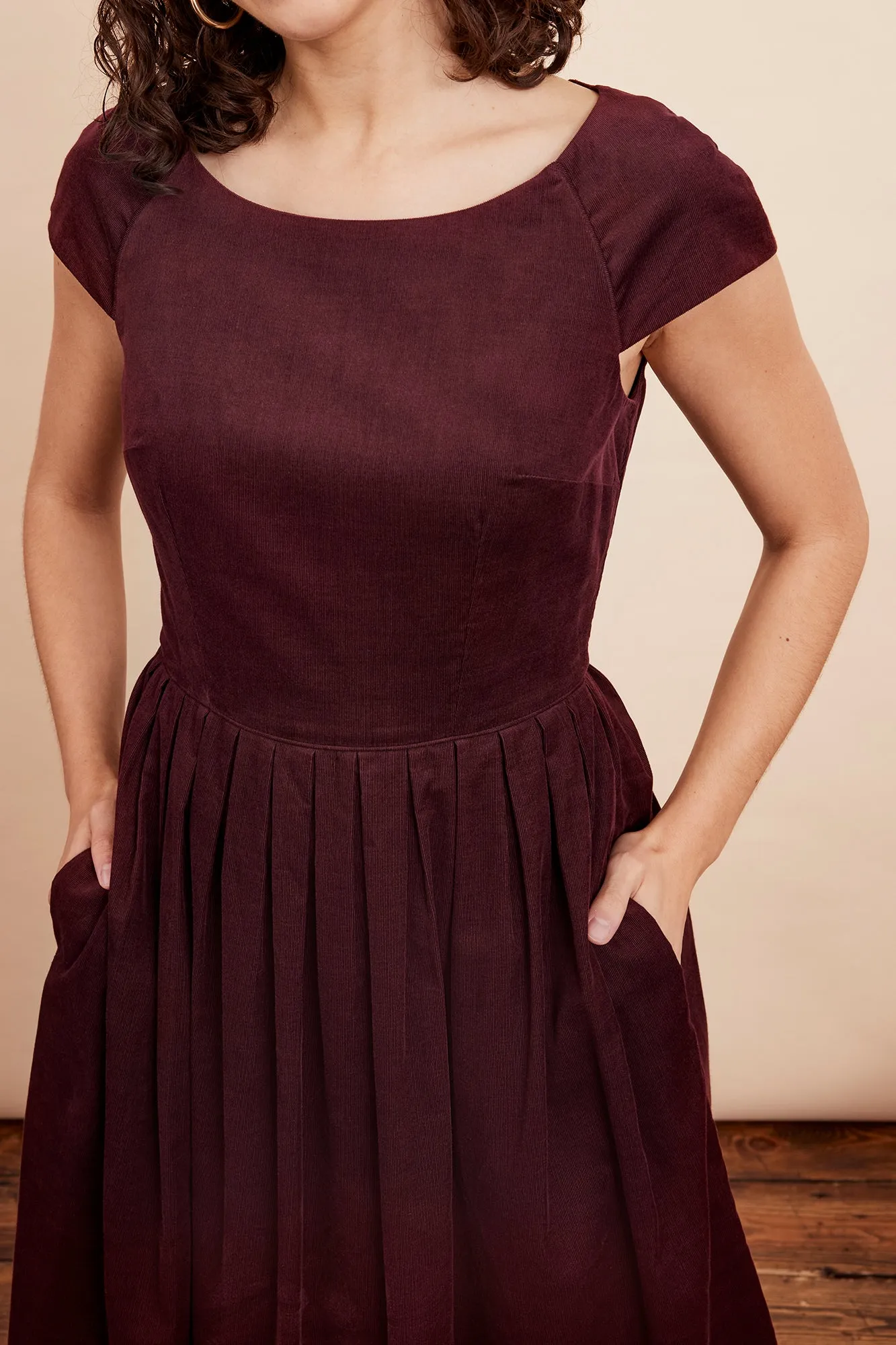 Claudia Needlecord Bordeaux Dress