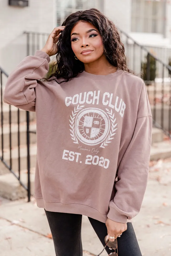 Couch Club Mocha Oversized Graphic Sweatshirt