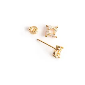 Crystal Square Gold Mini Stud Earrings