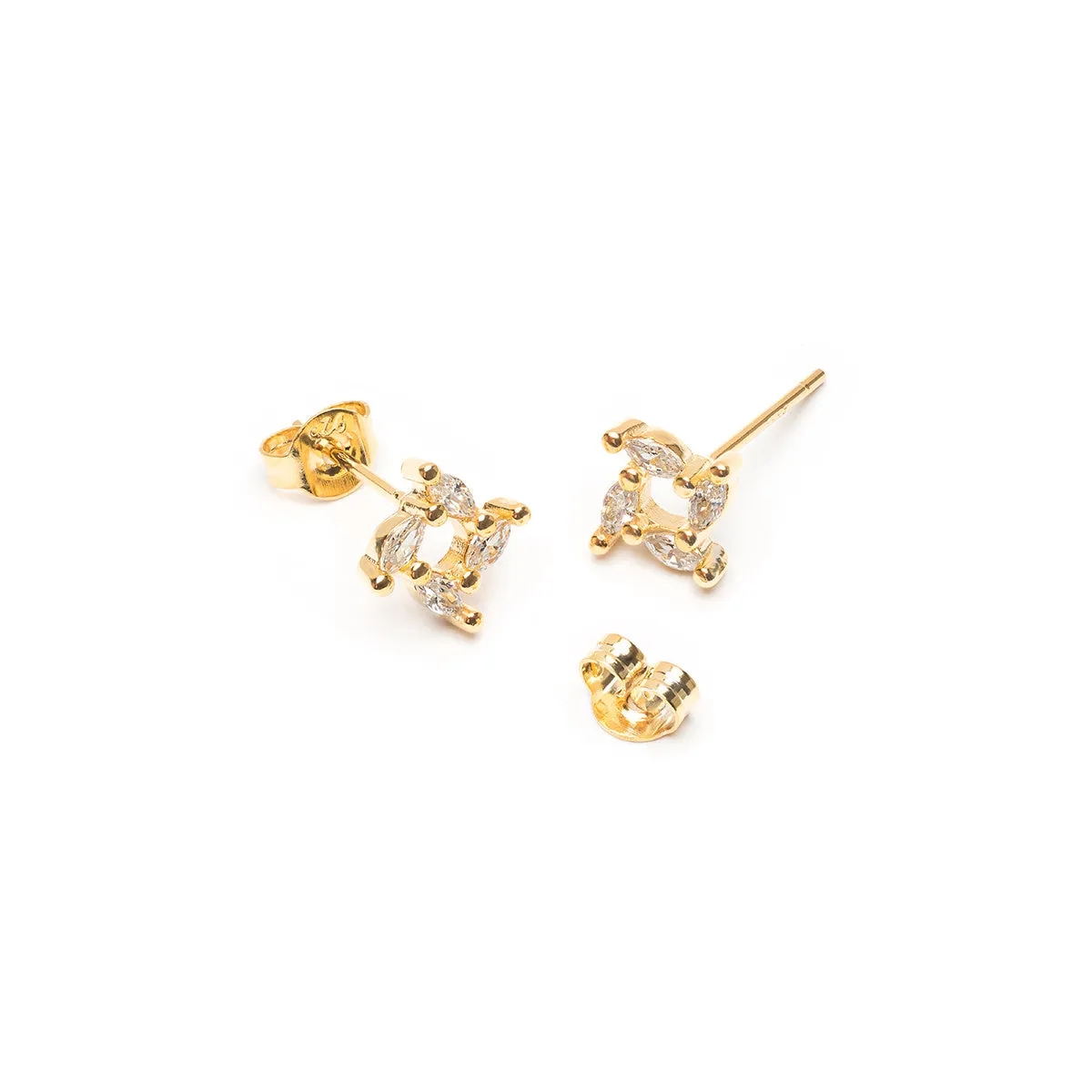 Crystal Square Gold Mini Stud Earrings