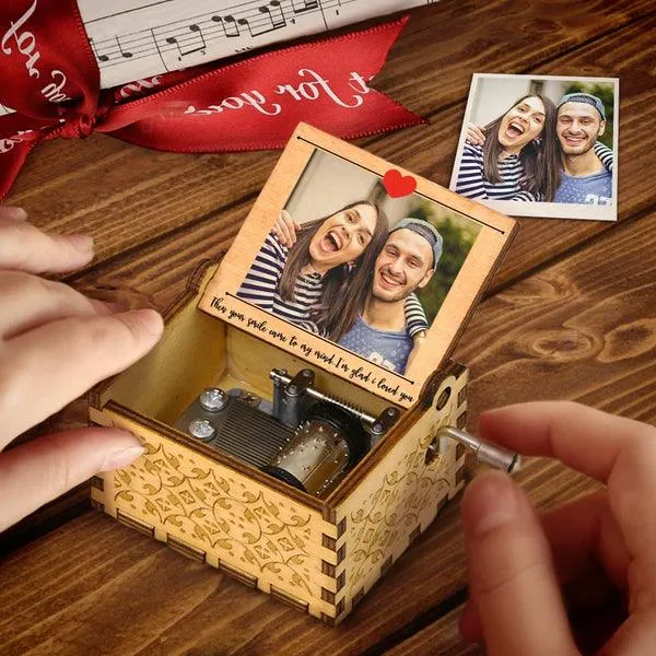 Custom Hand Crank Song Music Box With Photo And Text