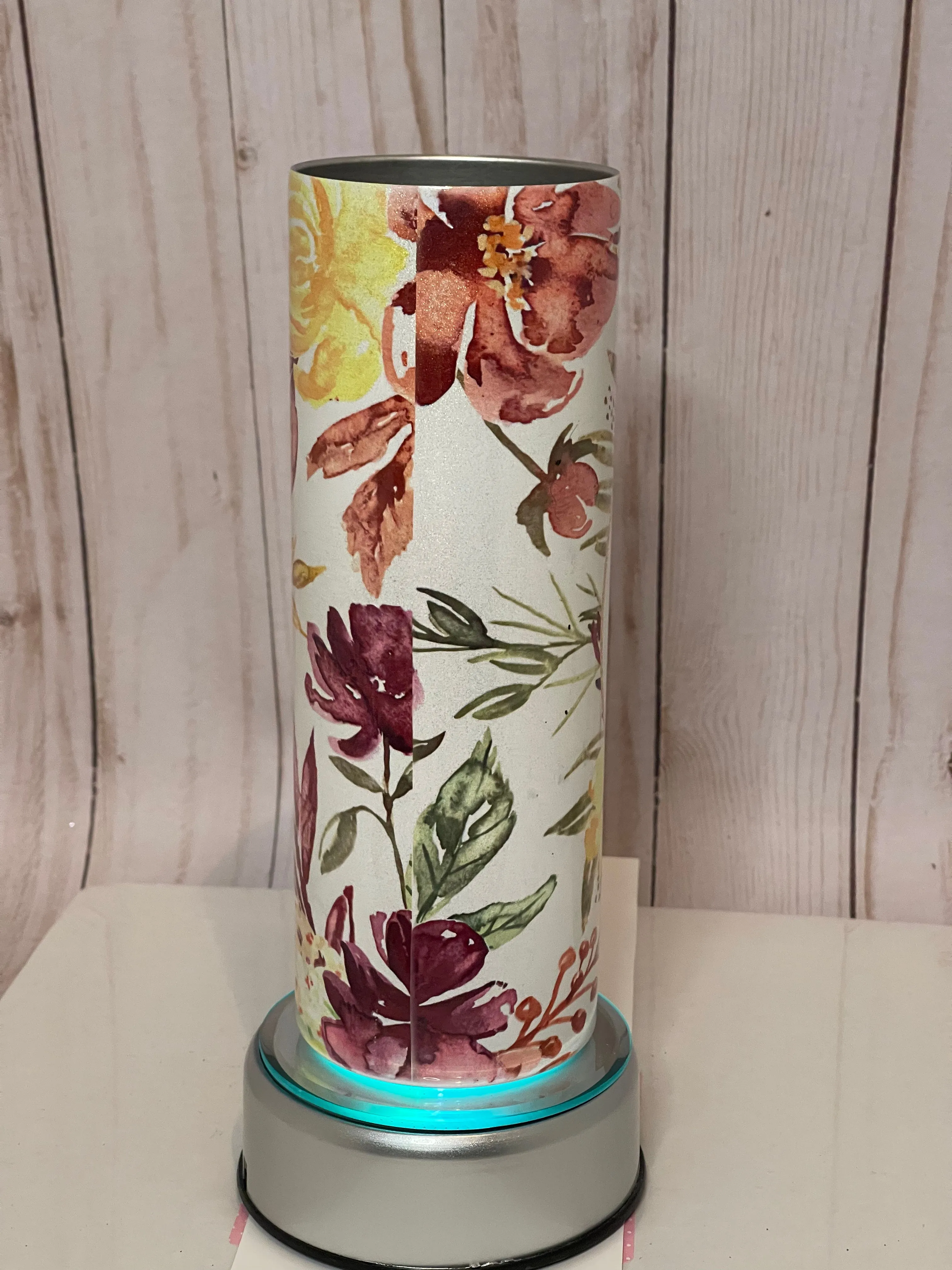 Dark red floral mama 20 oz holographic glitter tumbler