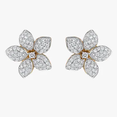 Diamond Flower Petal Earrings