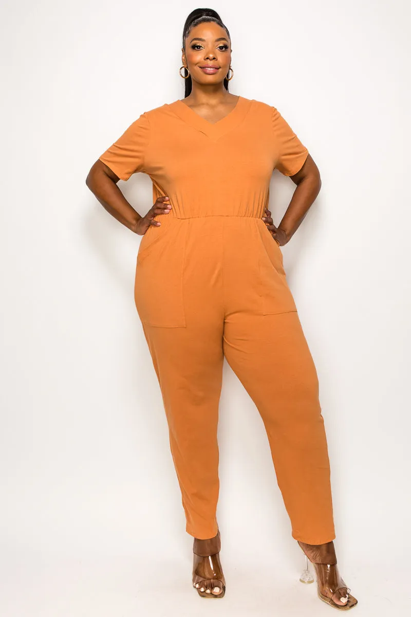 Gineva V Neck Pocket Jumpsuit