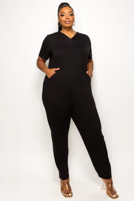 Gineva V Neck Pocket Jumpsuit