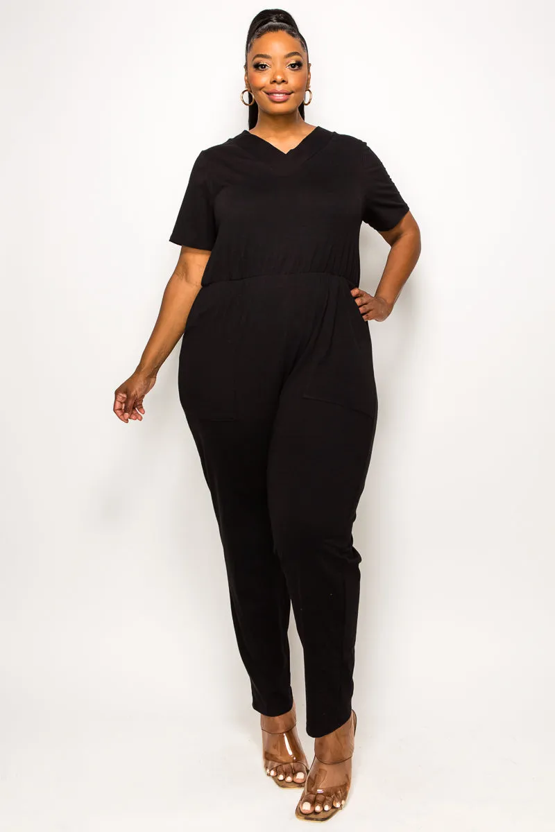 Gineva V Neck Pocket Jumpsuit