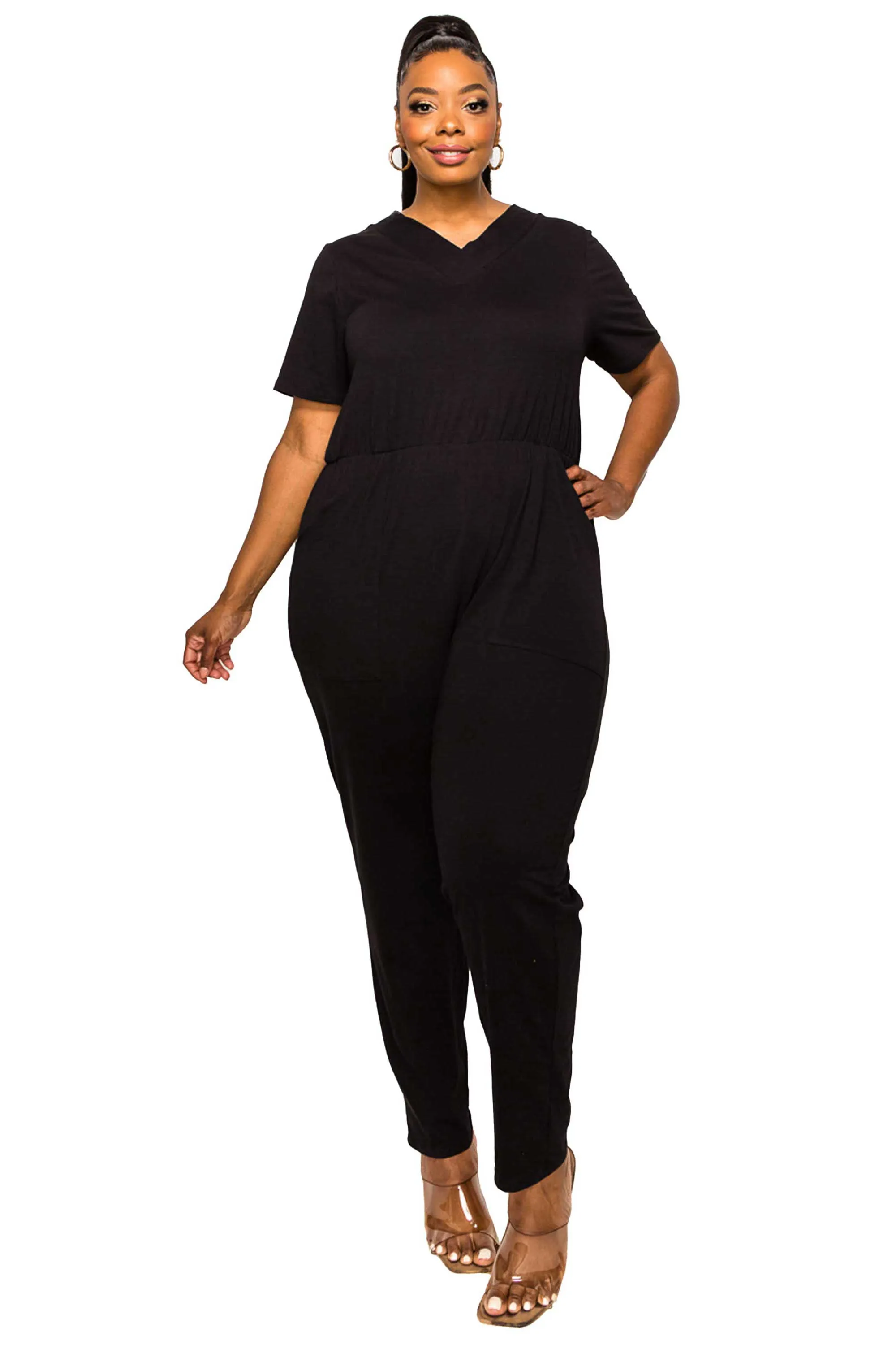 Gineva V Neck Pocket Jumpsuit