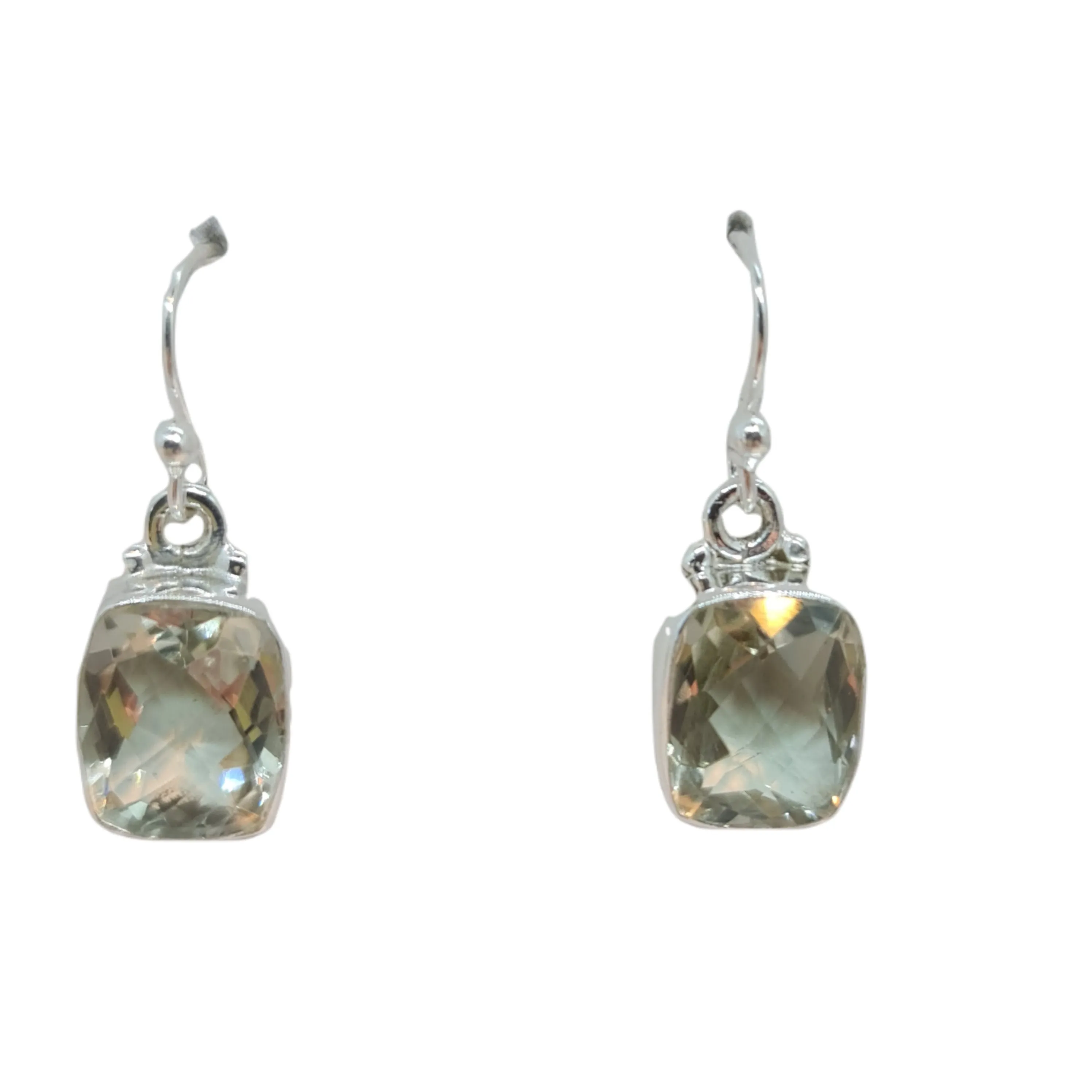 Green Amethyst Stone drop earrings rectangle