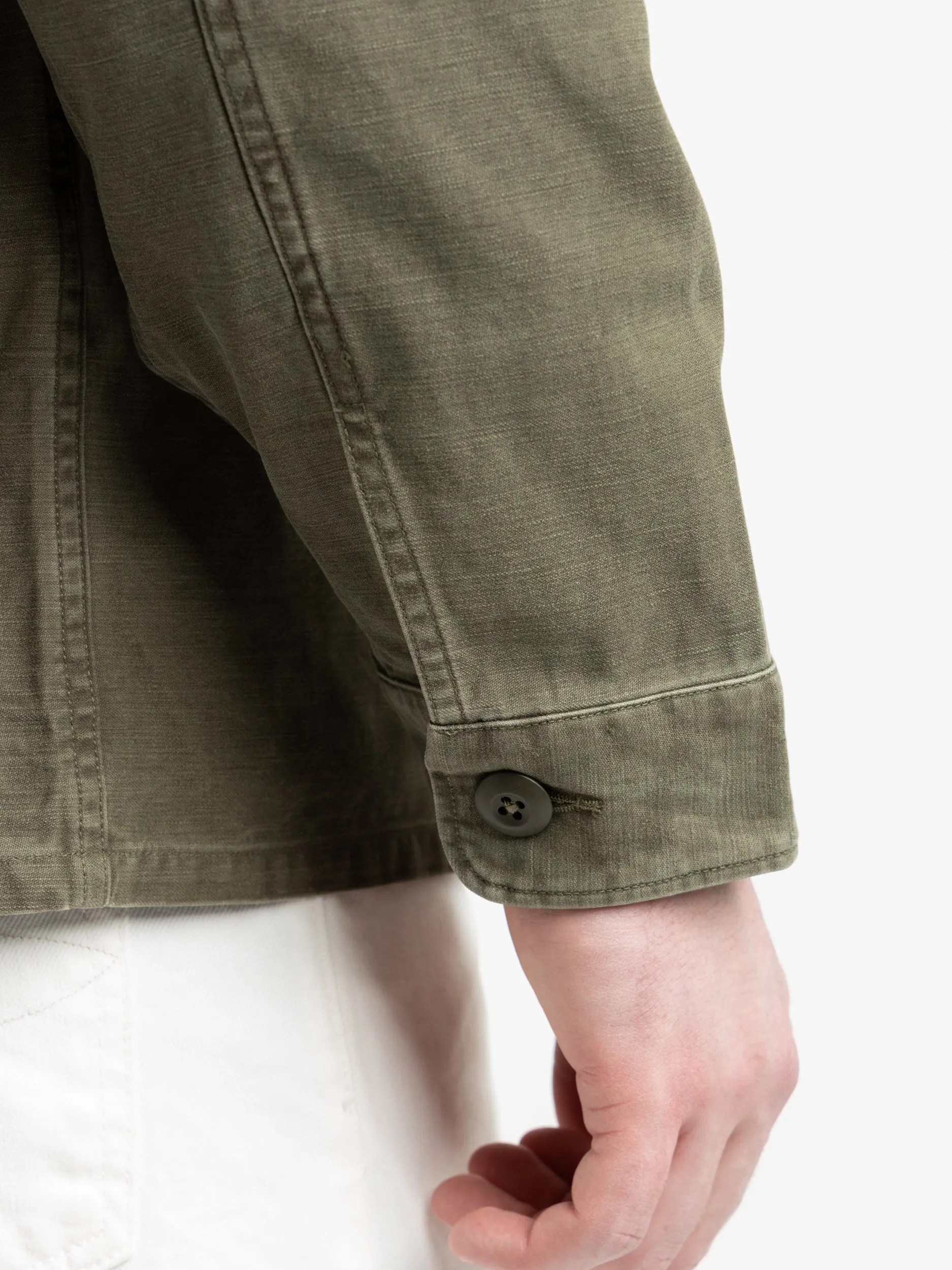 Green Reverse-Sateen Overshirt