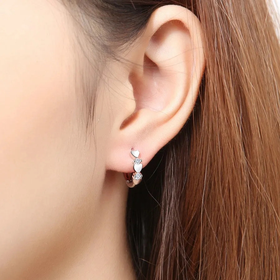 Heart-shaped Zirconia Huggie Earrings For Women