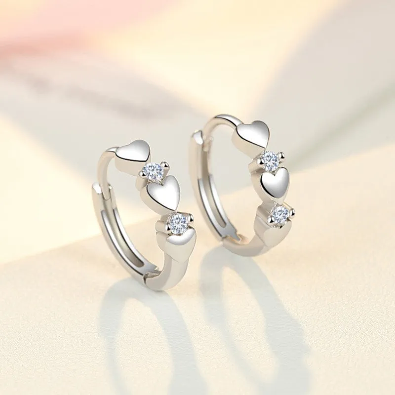 Heart-shaped Zirconia Huggie Earrings For Women