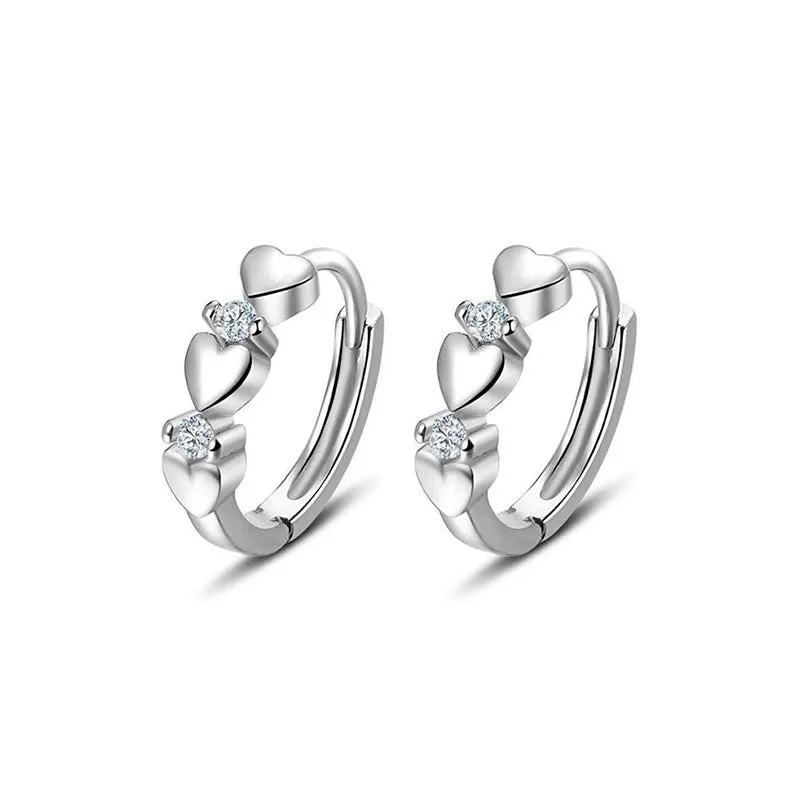 Heart-shaped Zirconia Huggie Earrings For Women