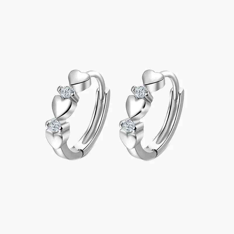 Heart-shaped Zirconia Huggie Earrings For Women