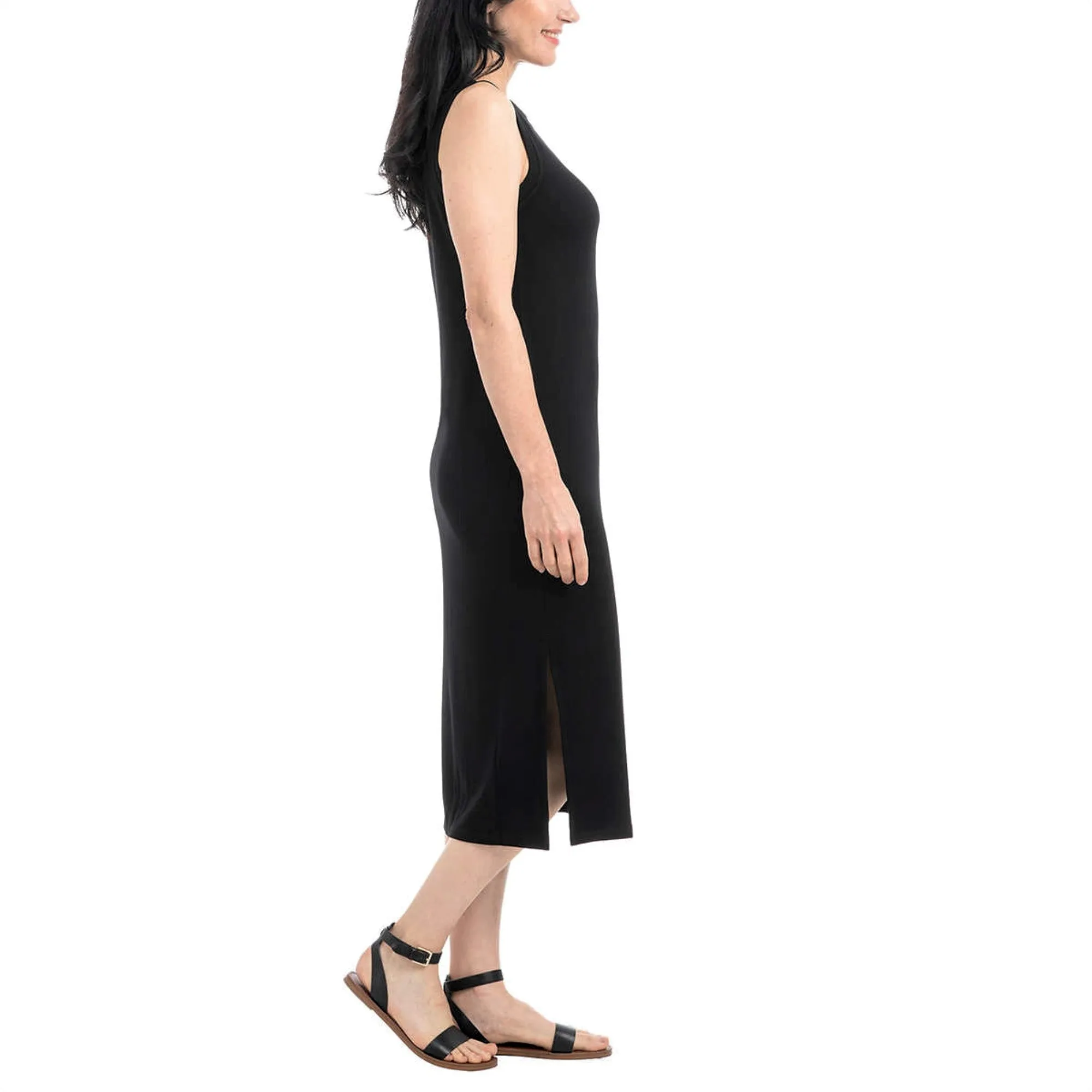 Hilary Radley Soft Comfy Sleeveless Side Slit Midi Dress