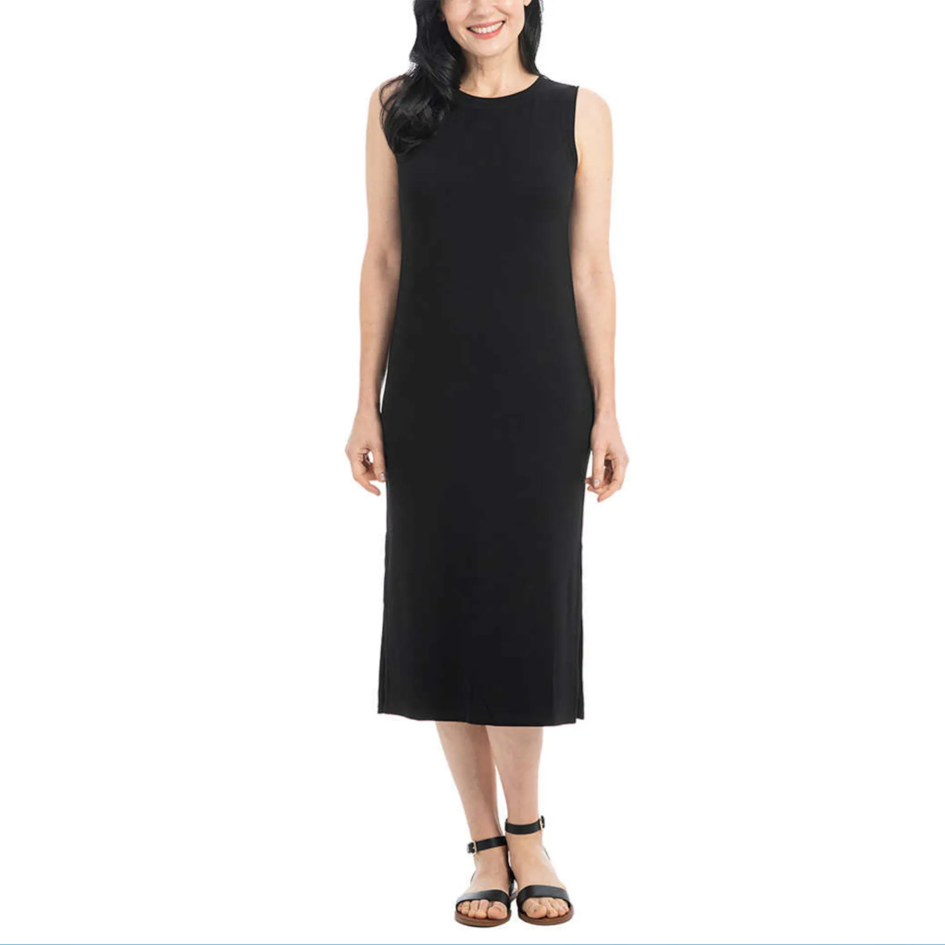 Hilary Radley Soft Comfy Sleeveless Side Slit Midi Dress