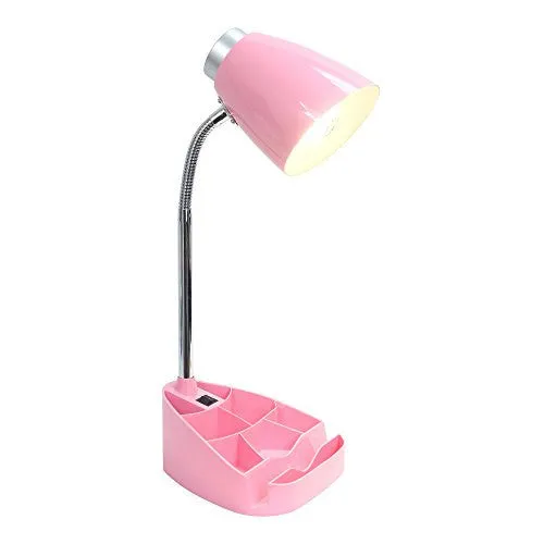 LIMELIGHTS LD1002-PNK GOOSENECK ORGANIZER DESK LAMP WITH IPAD STAND OR BOOK HOLDER, PINK