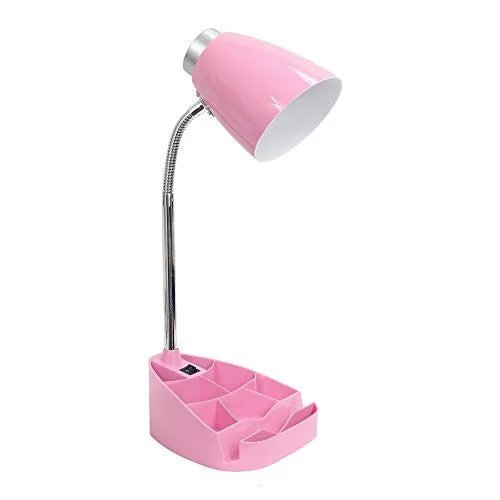 LIMELIGHTS LD1002-PNK GOOSENECK ORGANIZER DESK LAMP WITH IPAD STAND OR BOOK HOLDER, PINK