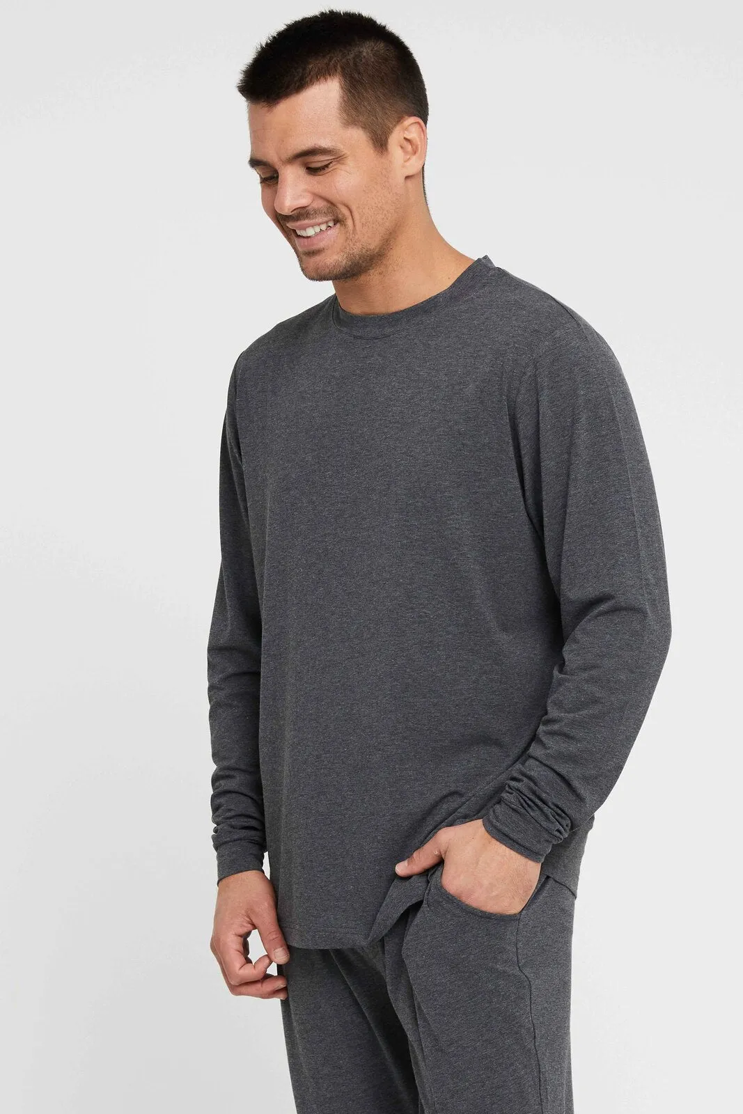 Men's Long Sleeve Crew Neck - Charcoal