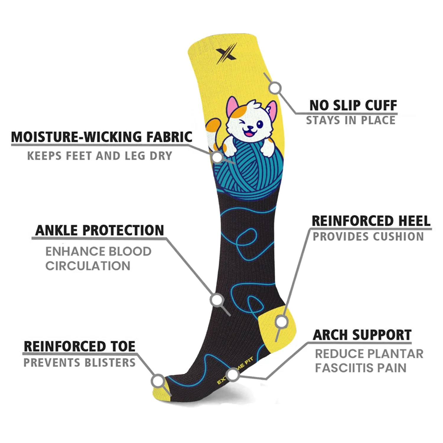 Pet Love Fun Expressive Knee High Compression Socks (3 Pairs)