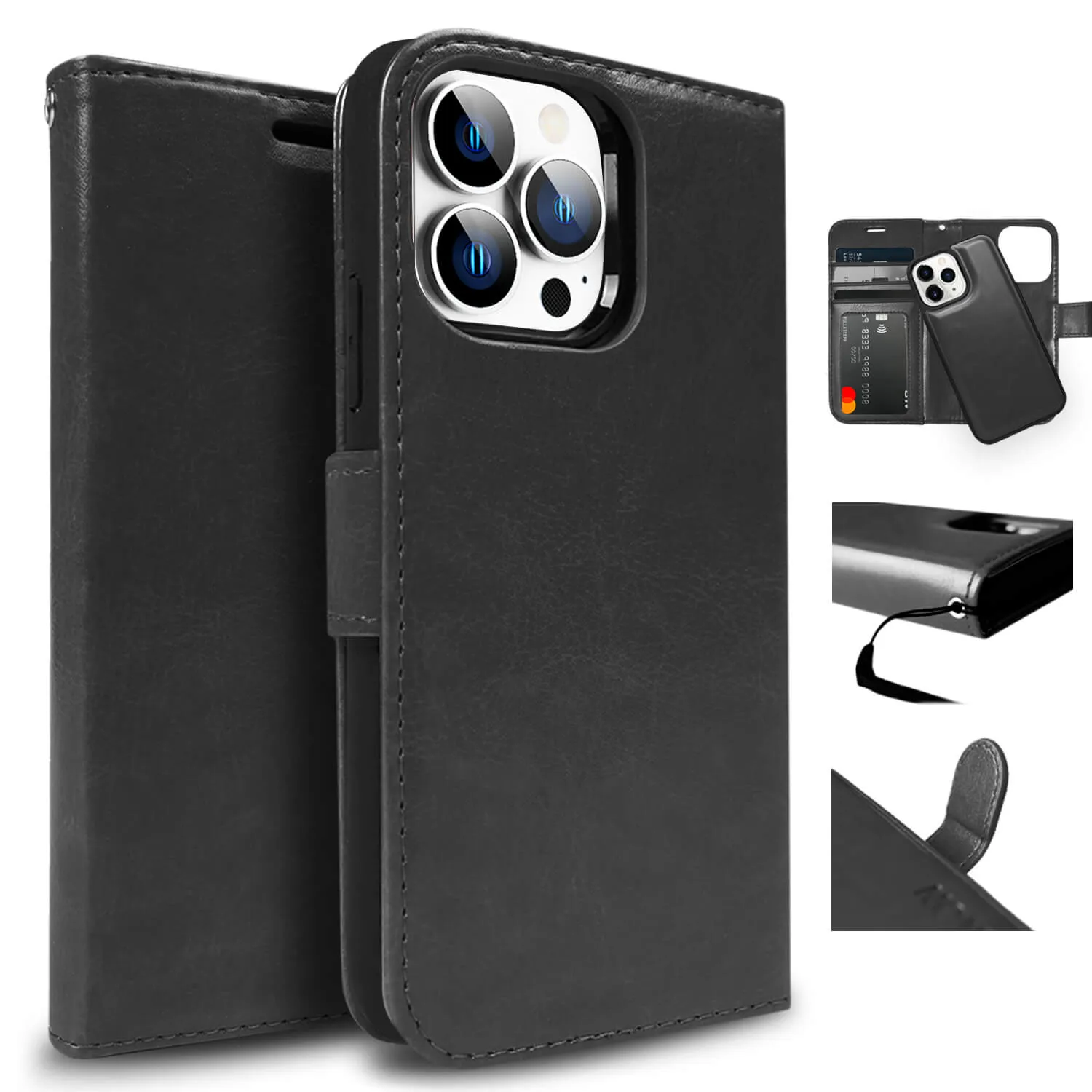 Tough On iPhone 15 Pro Case Magnetic Detachable Leather