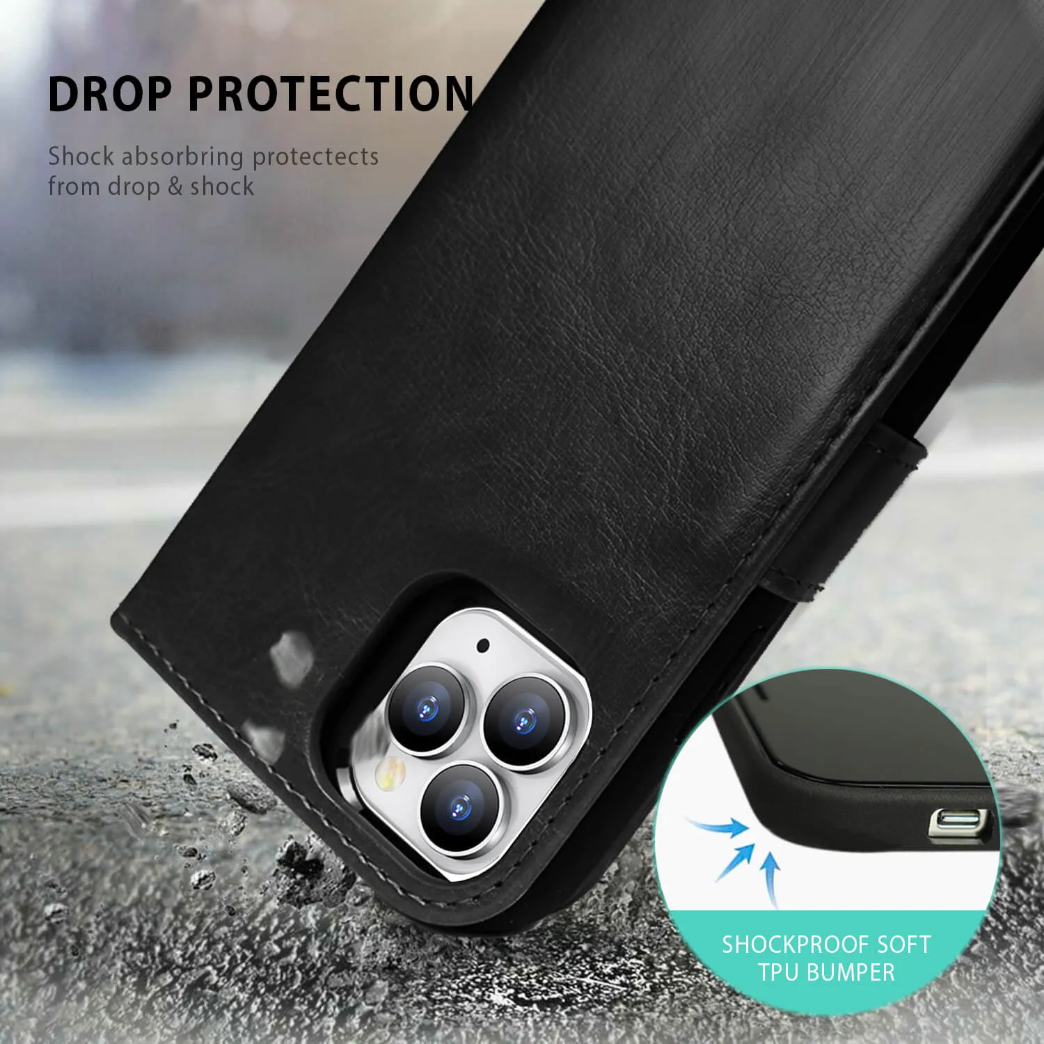 Tough On iPhone 15 Pro Case Magnetic Detachable Leather