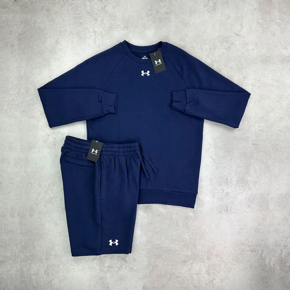 Under Armour Rival Crew Neck/ Shorts Set Navy Blue