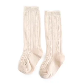 Vanilla Cable Knit Knee High Socks